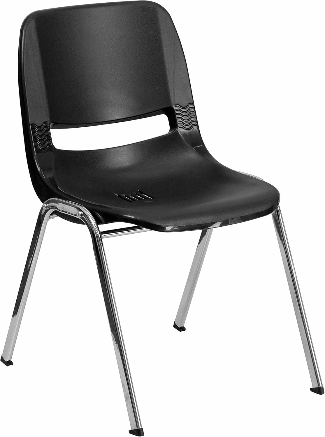 Flash Furniture 5 Pack HERCULES Series 440 lb. Capacity Kid's Black Ergonomic Shell Stack Chair with Chrome Frame and 14" Seat Height