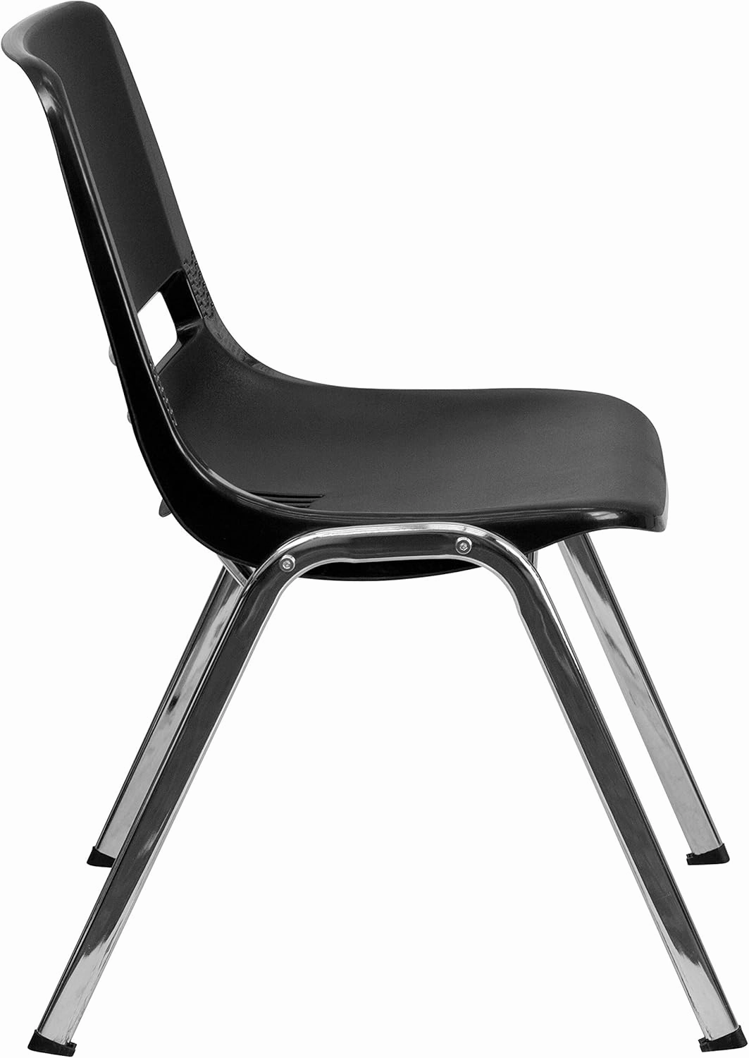 Flash Furniture 5 Pack HERCULES Series 440 lb. Capacity Kid's Black Ergonomic Shell Stack Chair with Chrome Frame and 14" Seat Height