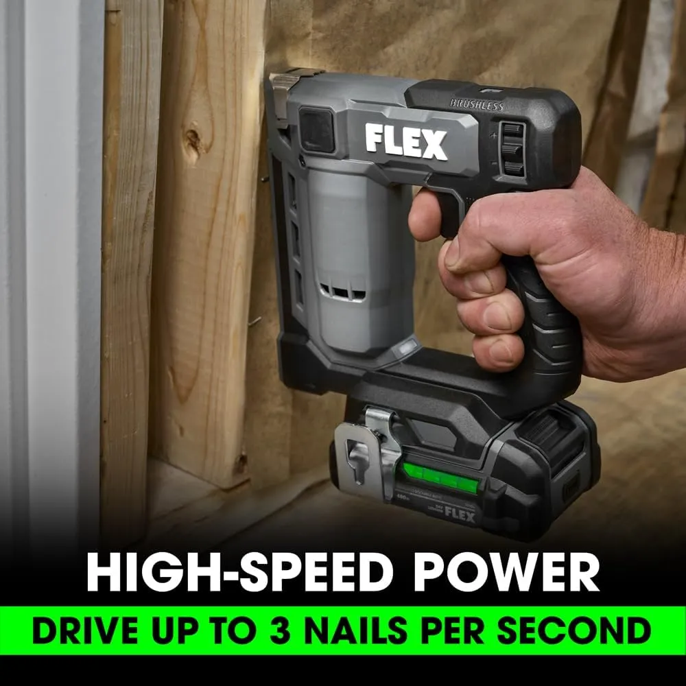 FLEX 24V Brushless Cordless 3/8-inch Crown Stapler Kit with 2.5Ah Lithium Battery and 160W Fast Charger - FX4521-1A