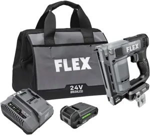 FLEX 24V Brushless Cordless 3/8-inch Crown Stapler Kit with 2.5Ah Lithium Battery and 160W Fast Charger - FX4521-1A