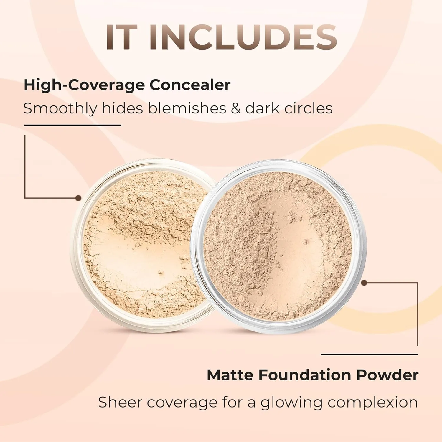 FOUNDATION & CONCEALER DUO (FAIR 2 & LIGHT CONCEALER) Mineral Makeup Kit Full Size Set Matte Bare Face Sheer Powder Cover