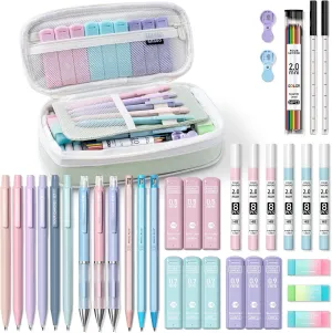 Four Candies 36PCS Aesthetic School Supplies, Mechanical Pencils 0.5mm, 0.7mm, 0.9mm & 2.0mm with 624PCS Refills, Cute Mechanical Pencils for Writing, Drawing & Drafting (Green)