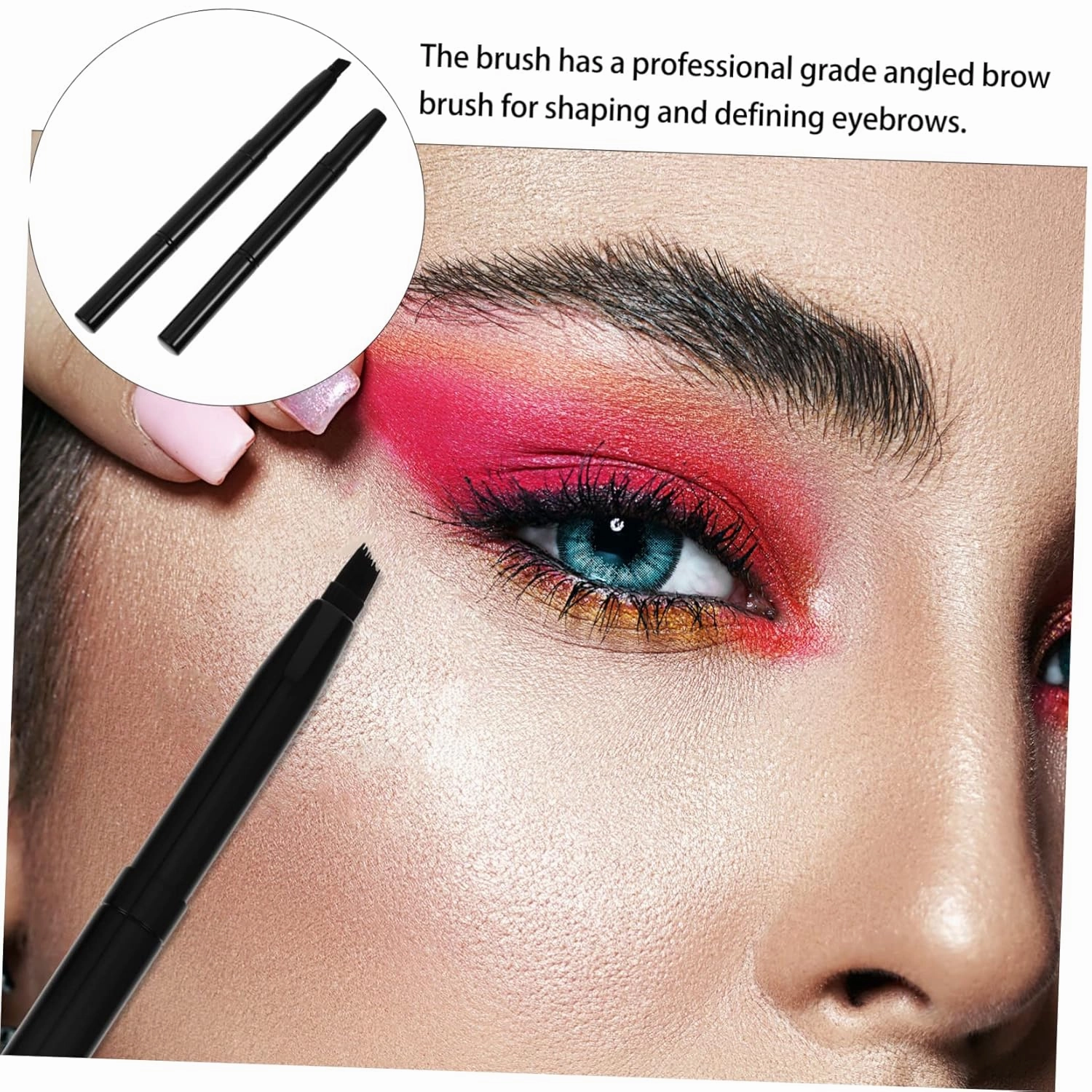 FRCOLOR 6pcs Double-ended Angled Eyebrow Makeup Brush Cosmetic Tool for Shaping Blending and Grooming Brows Portable Design for Daily Makeup Application