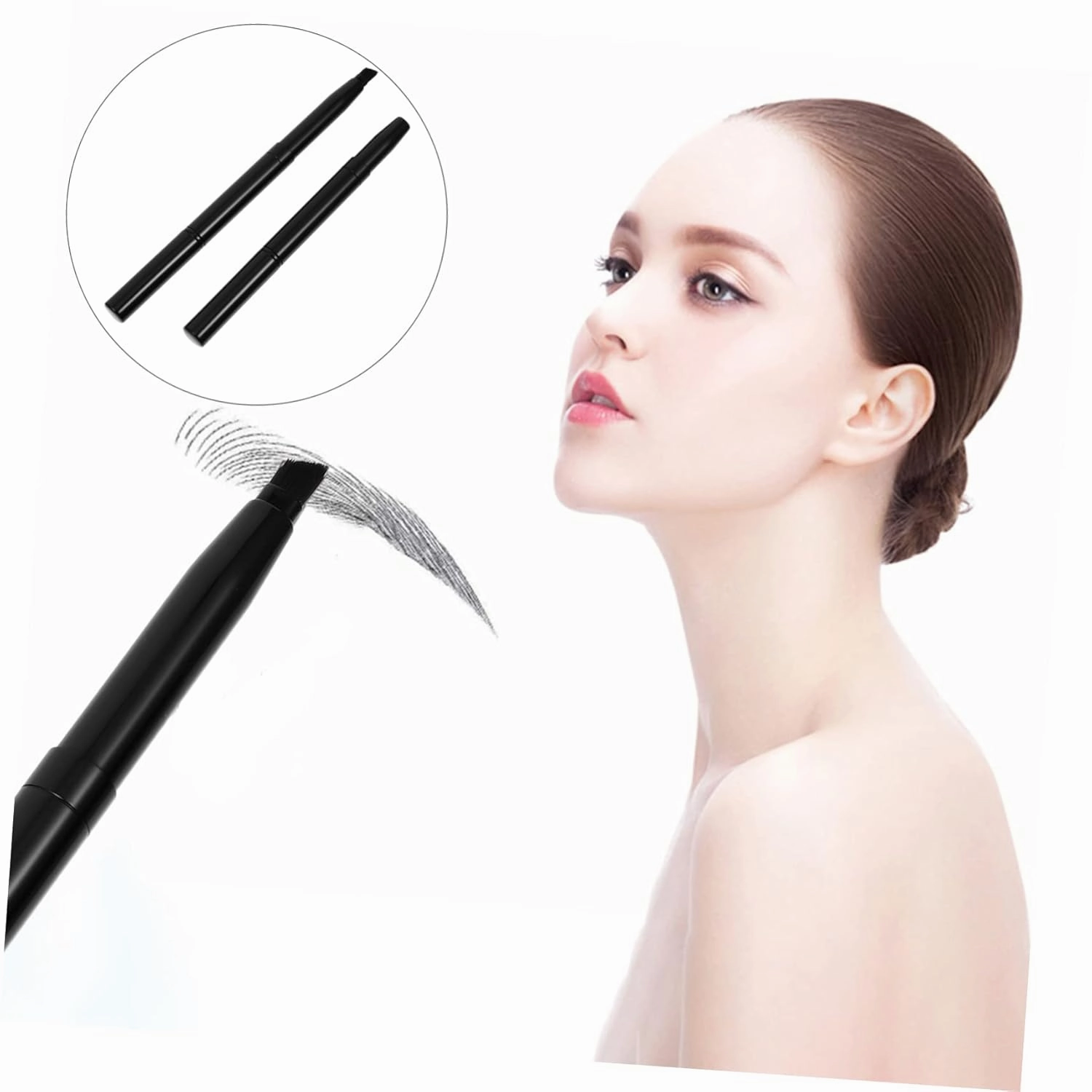 FRCOLOR 6pcs Double-ended Angled Eyebrow Makeup Brush Cosmetic Tool for Shaping Blending and Grooming Brows Portable Design for Daily Makeup Application