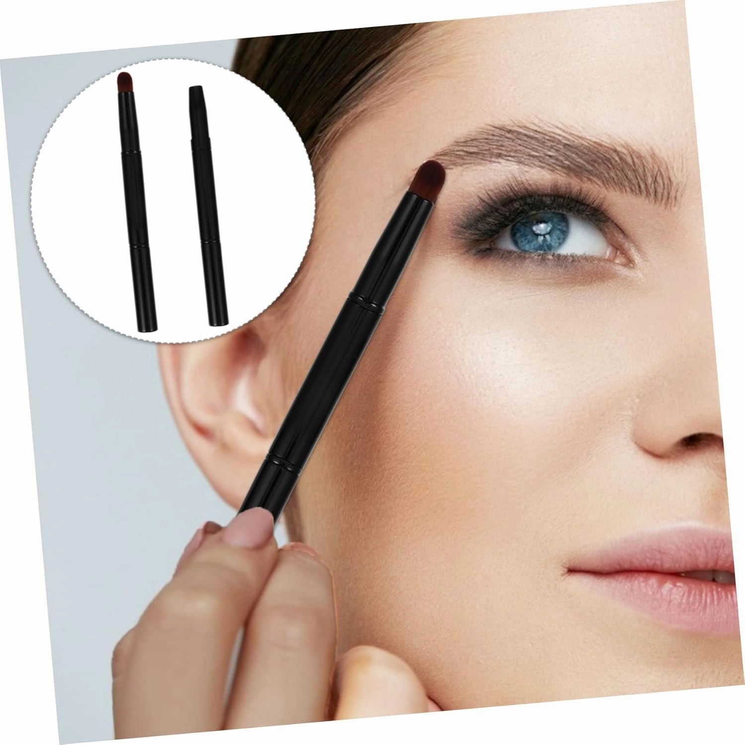 FRCOLOR 6pcs Double-ended Angled Eyebrow Makeup Brush Cosmetic Tool for Shaping Blending and Grooming Brows Portable Design for Daily Makeup Application