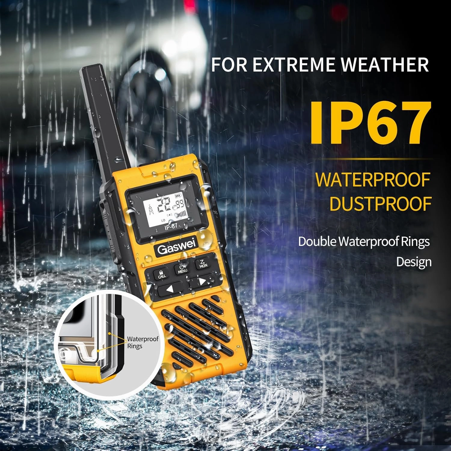 G1pro Heavy Duty Long Range Walkie Talkies for Adults, Rechargeable 2 watt Emergency Two Way Radios, 22 Channel Walky Talky with Li-ion Battery, IP67 Waterproof ，VOX ，FRS, USB-C (4 Pack)