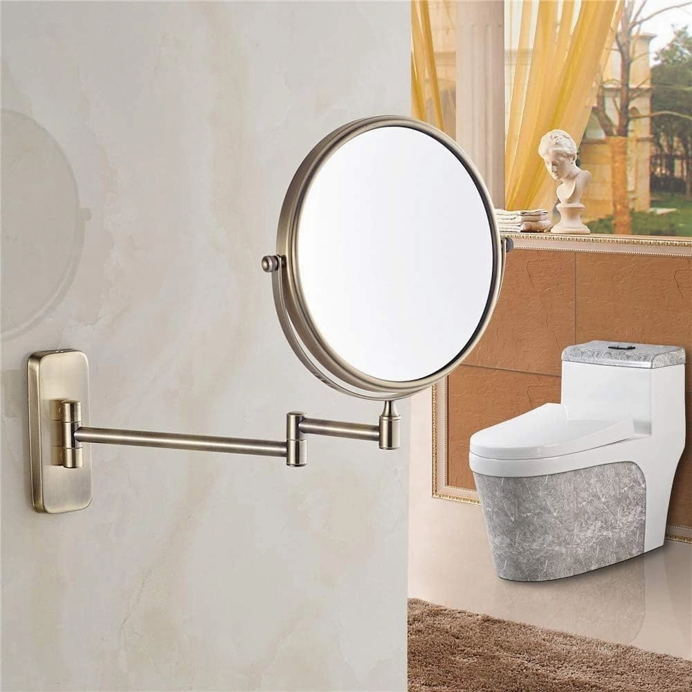 GaRcan Make up Mirror with Lights 8 Inch Bathroom Vanity Mirrors,Wall Mounted Magnifying Sturdy Double Sided Adjustable Cosmetic Shaving Makeup Extendable Swivel,Bronze,7X (Bron, 5X