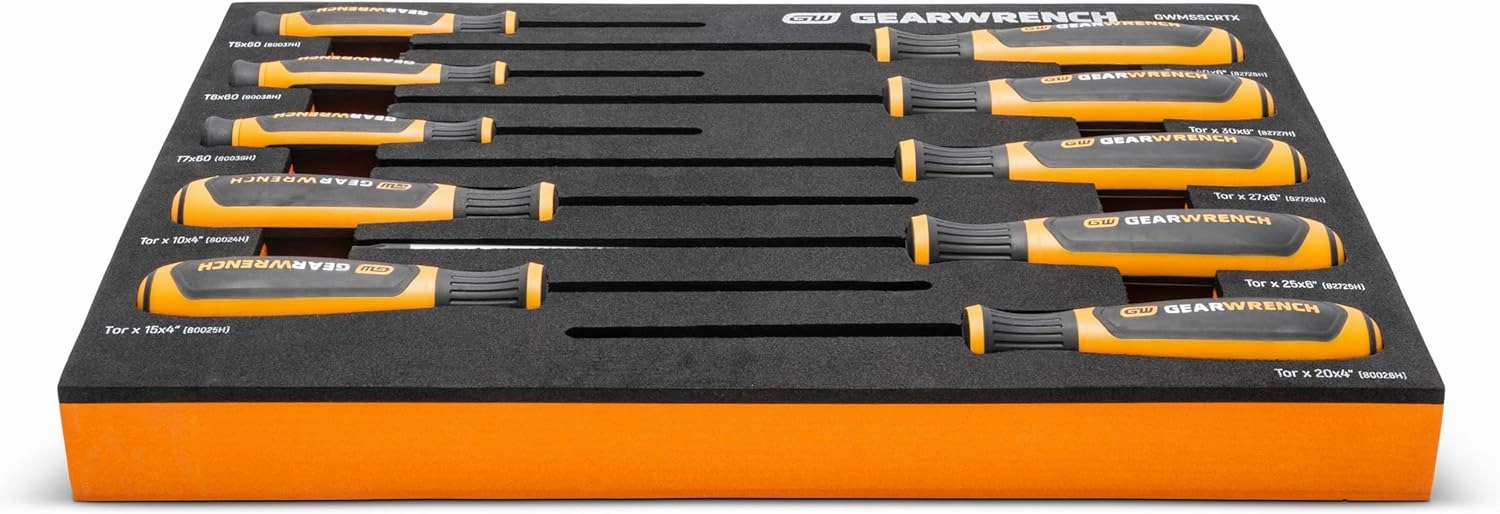 GEARWRENCH 10 Piece Torx Dual Material Screwdriver Set in Foam Storage Tray - GWMSSCRTX