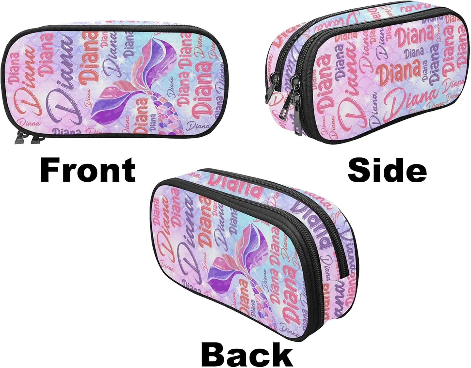 Generic Custom Kid's Backpack with Lunch Bag Box Pencil Pouch for Girls Mermaid Personalized Name School Bag for Daughter Granddaughter 3 in 1 Bookbags Set Schoolbag for School Season, Design 02