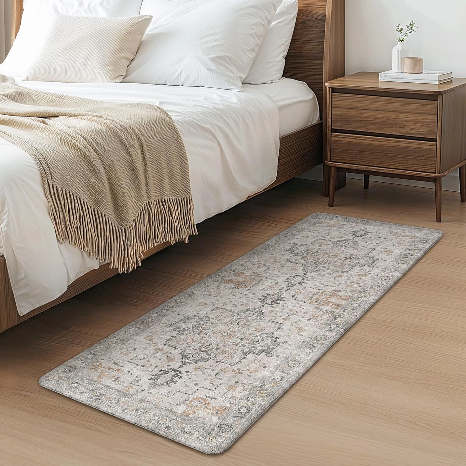 GENIMO Kitchen Mats for Floor 2PCs, Washable Anti Fatigue Mat for Cushioned, 17.3"x47" 17.3"x30", Waterproof Kitchen Rugs, Non Slip Comfort Standing Mat Rug for Home, Sink, Laundry, LightTaupeBrown