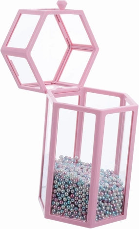 Glass Cosmetic Storage Box with Pearl Base for Makeup Brushes Eyebrow Pencils and Eyeliners Elegant Design for Vanity Dresser present for Makeup Lovers