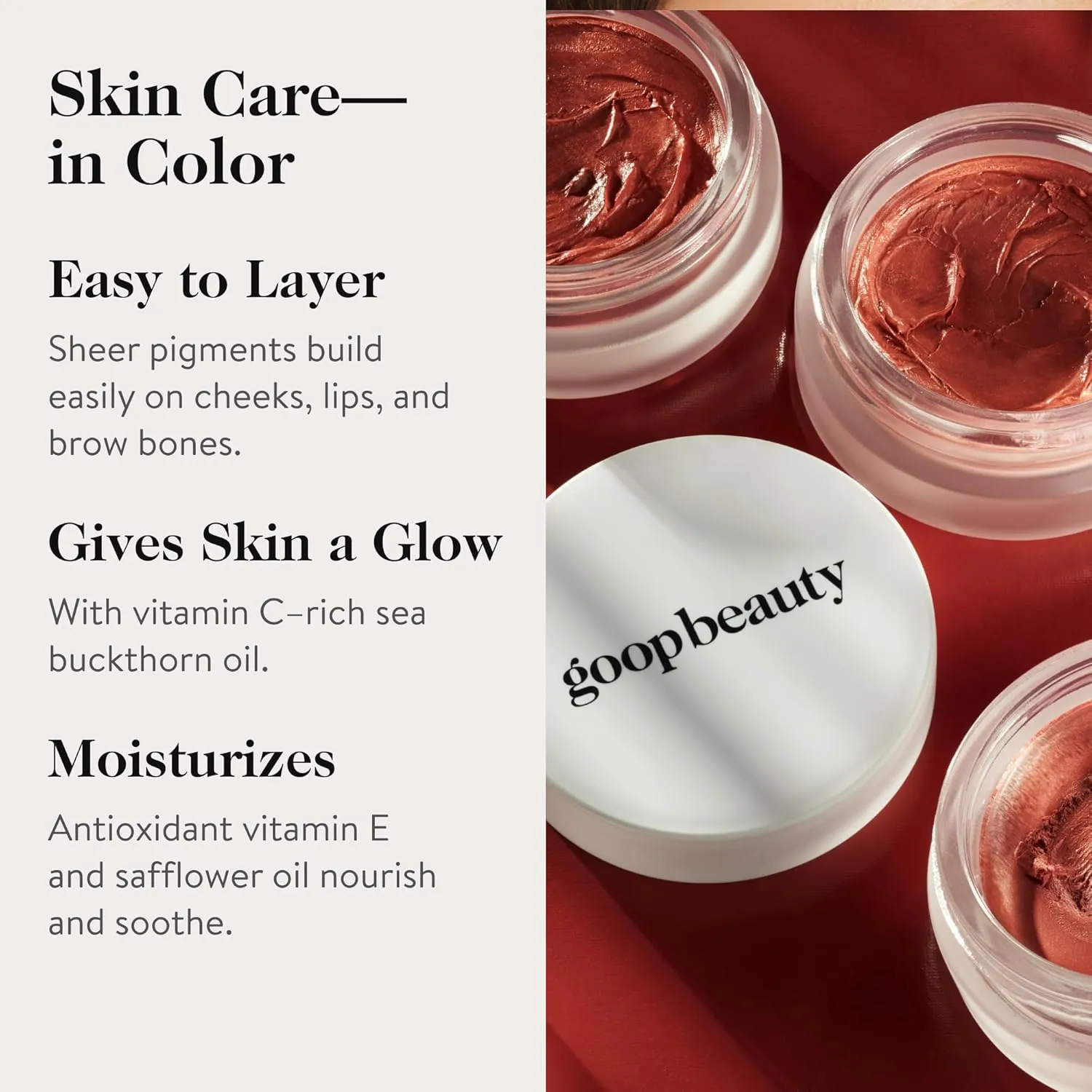 goop Beauty Cream Blush | Sheer Pop of Color for Lips & Cheeks | Vitamin C, Vitamin E & Safflower Oil | Natural Makeup for Glowing Skin | 0.5 oz | Slipper - Creamy Peach
