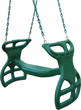 Gorilla Playsets 04-0037-G Dual Ride Glider Back-to-Back Tandem Swing, Green, Green Plastic Coated Chains, Multi-Child Swing