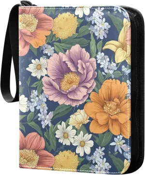 Graffiti Vintage Colorful Flower Card Holder, Card Holder Album with 400 Card Slots in 50 Pages for Display, Storage, Portability
