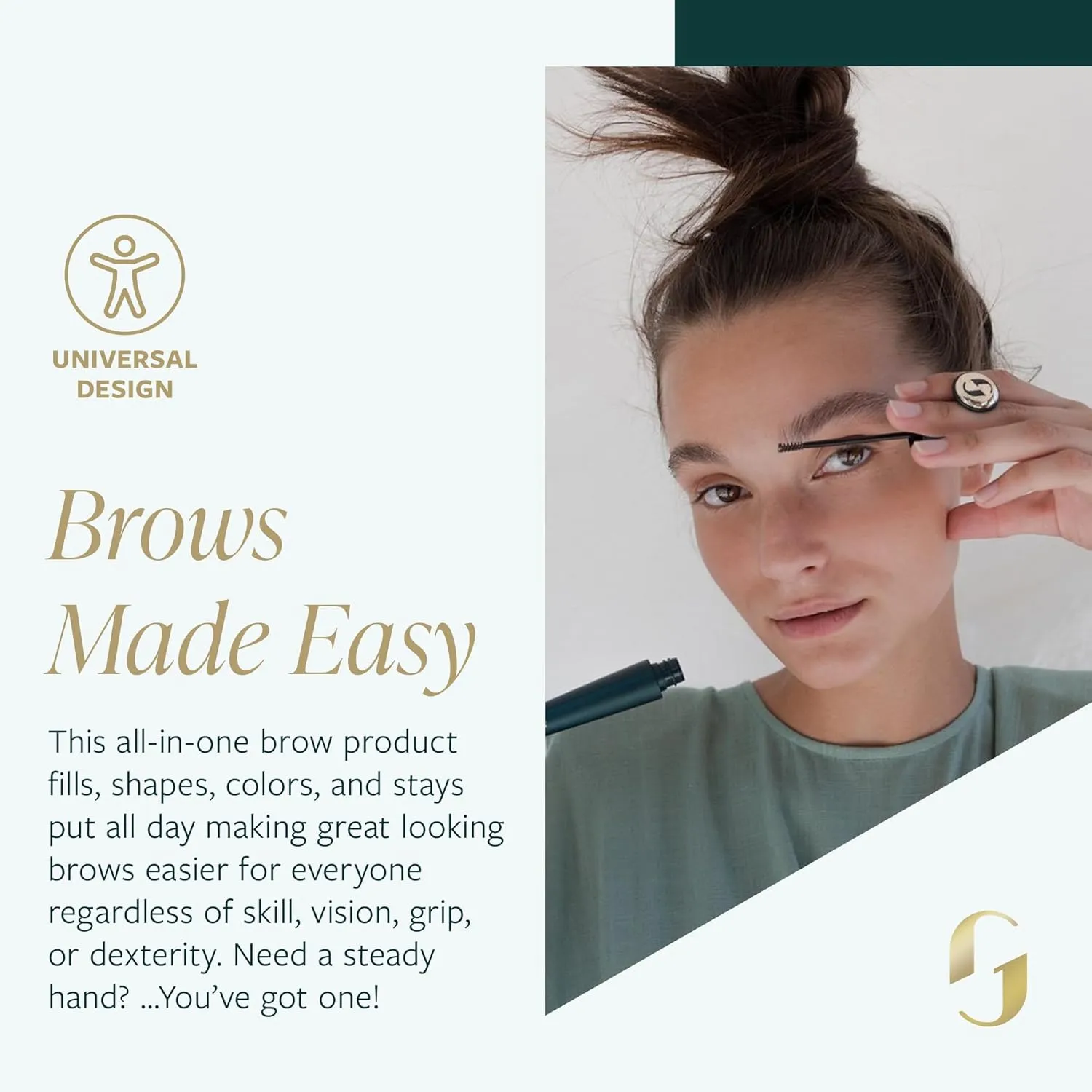 GUIDE Beauty Brow Moment, One-Stop Brow Gel with a Fine Tip Brush to Expertly Fill, Shape & Set Brows, Patented GUIDE Ring for an Easy, Secure Hold (Dark)