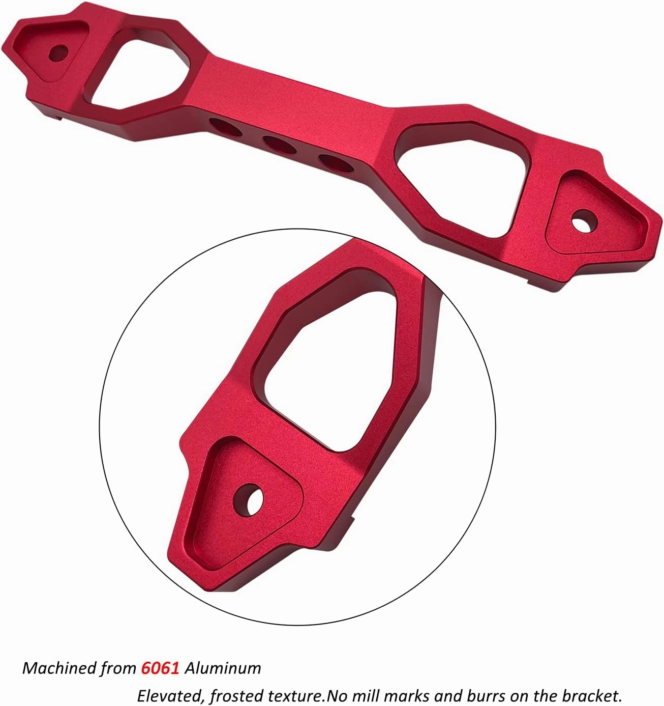 Heavy Duty Battery Hold Down Sets,With Billet Aluminum Battery Tie Down Bracket And 18-8(304) Stainless Steel J bolts(Red, 10 inch bolts)