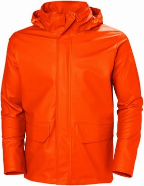 Helly-Hansen Workwear Gale Mens Rain Jackets Waterproof With Hood Made from Heavy-Duty Polyurethane on Polyester Knit