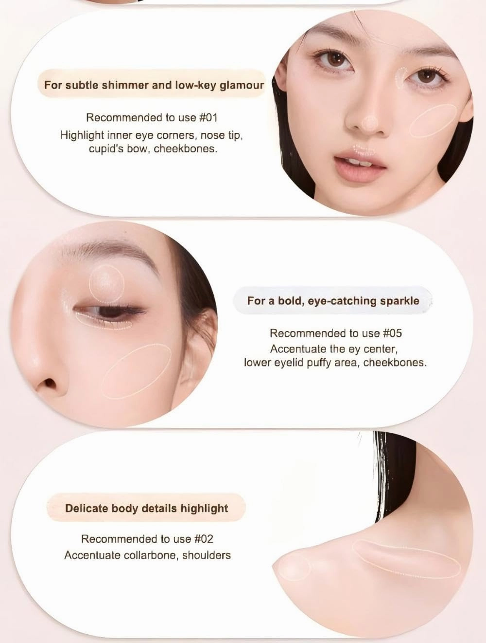 Highlighter Powder, Highlighter Powder Makeup Glow Face Contour Shimmer Pallete (#01 Creamly Glow, About 45mm x 23mm)