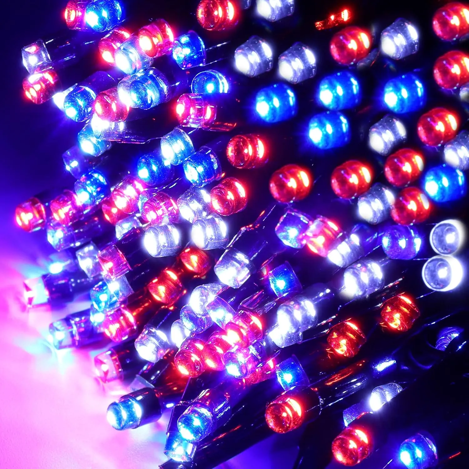 HOME LIGHTING 200 LED 66FT Fairy String Lights, July 4th Patriotic Light with 8 Lighting Modes, Mini Lights Plug in for Indoor Outdoor Independence Day Tree Holiday Party Decor, Red & Blue & White