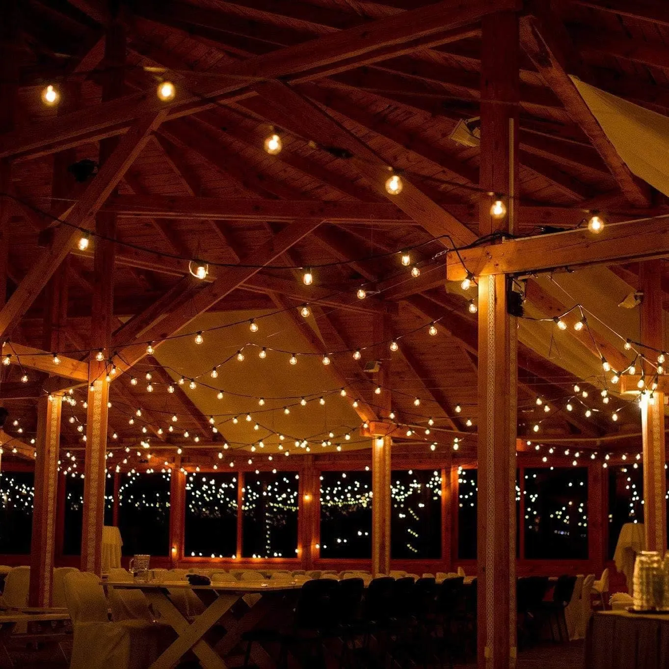 Hometown Evolution, Inc. 50 Foot G40 White Pearl Wedding String Lights with White Wire and G40 1.6 Inch 5 Watt Globe Bulbs for Parties, Patios, Backyards, Tents and More