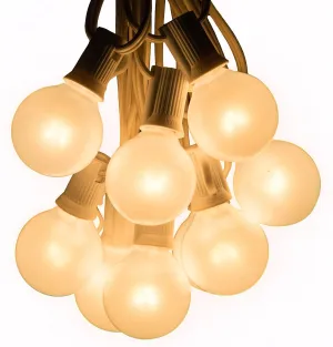 Hometown Evolution, Inc. 50 Foot G40 White Pearl Wedding String Lights with White Wire and G40 1.6 Inch 5 Watt Globe Bulbs for Parties, Patios, Backyards, Tents and More