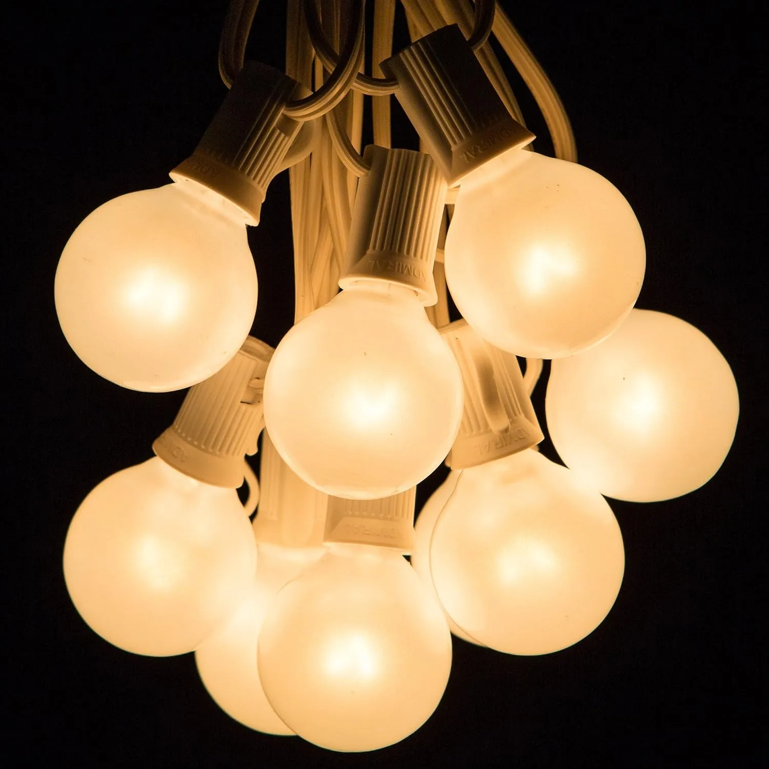 Hometown Evolution, Inc. 50 Foot G40 White Pearl Wedding String Lights with White Wire and G40 1.6 Inch 5 Watt Globe Bulbs for Parties, Patios, Backyards, Tents and More