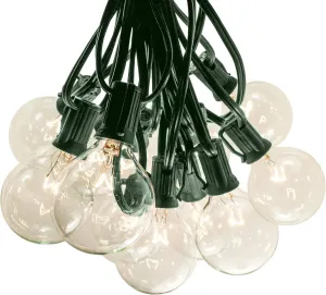 Hometown Evolution, Inc. 50 Foot G50 Patio Globe String Lights with 2 Inch Clear Bulbs with Green Wire ( 2 Free Spares) for Outdoor String Lighting
