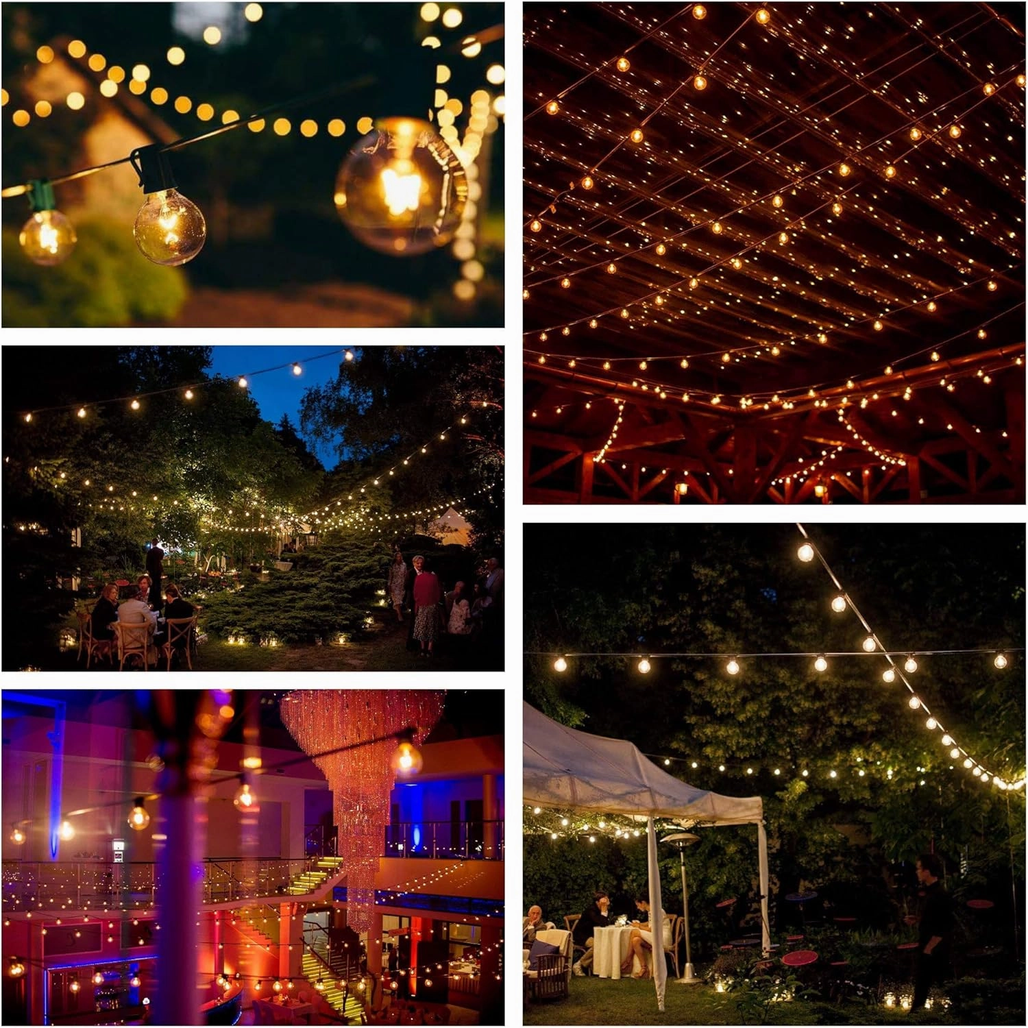 Hometown Evolution, Inc. 25’ G50 Globe Patio String Lights with Clear 2” Light Bulbs and Black Wire (  1 Free Spare)