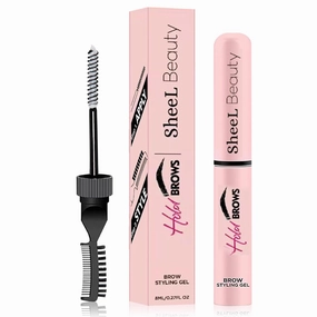 Hot Brows Eyebrow Styling Gel with Dual-Sided Brush, Natural, smudge-proof brows and long-lasting hold.8ml/0.27fl.oz, Pink,