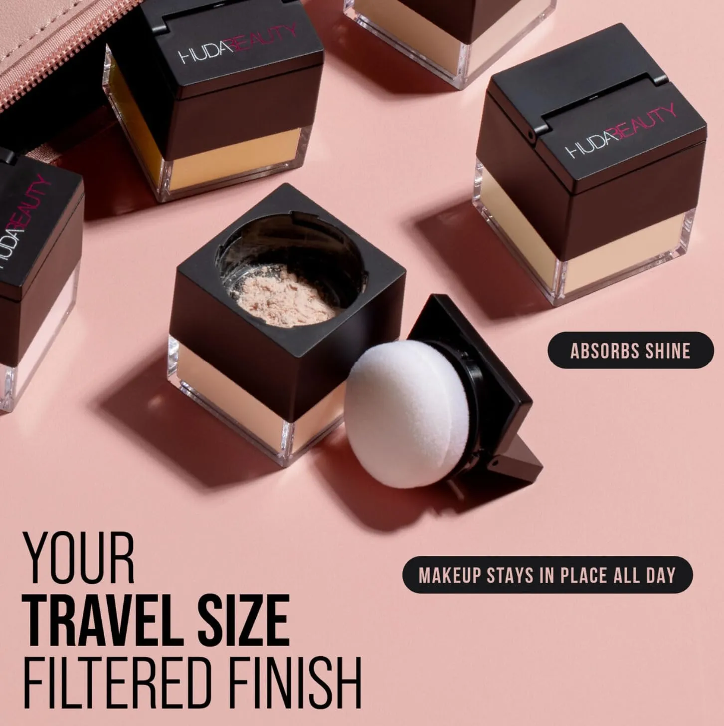Huda Beauty MINI Easy Bake Loose Baking & Setting Face Powder Shade PEACH PIE (Mini Size 0.21 oz / 6 g)