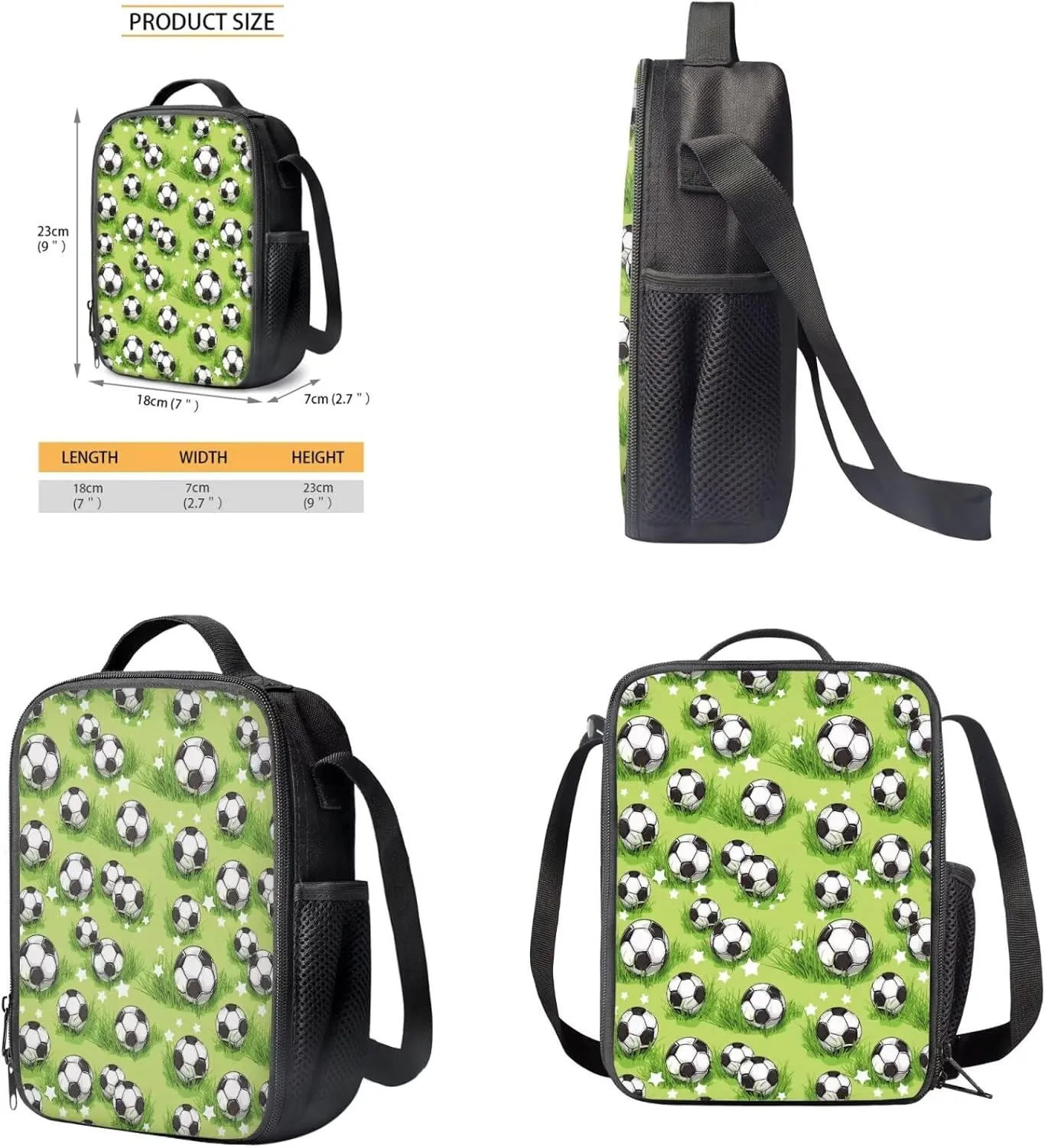 HUGS IDEA Grassland Football Toddler Book Bags Ages 2-4 Boys Cute School Backpack for Kindergarten Boys 15 Inch Bookbag with Lunchbox for Preschool Multifunctional Children Rucksack