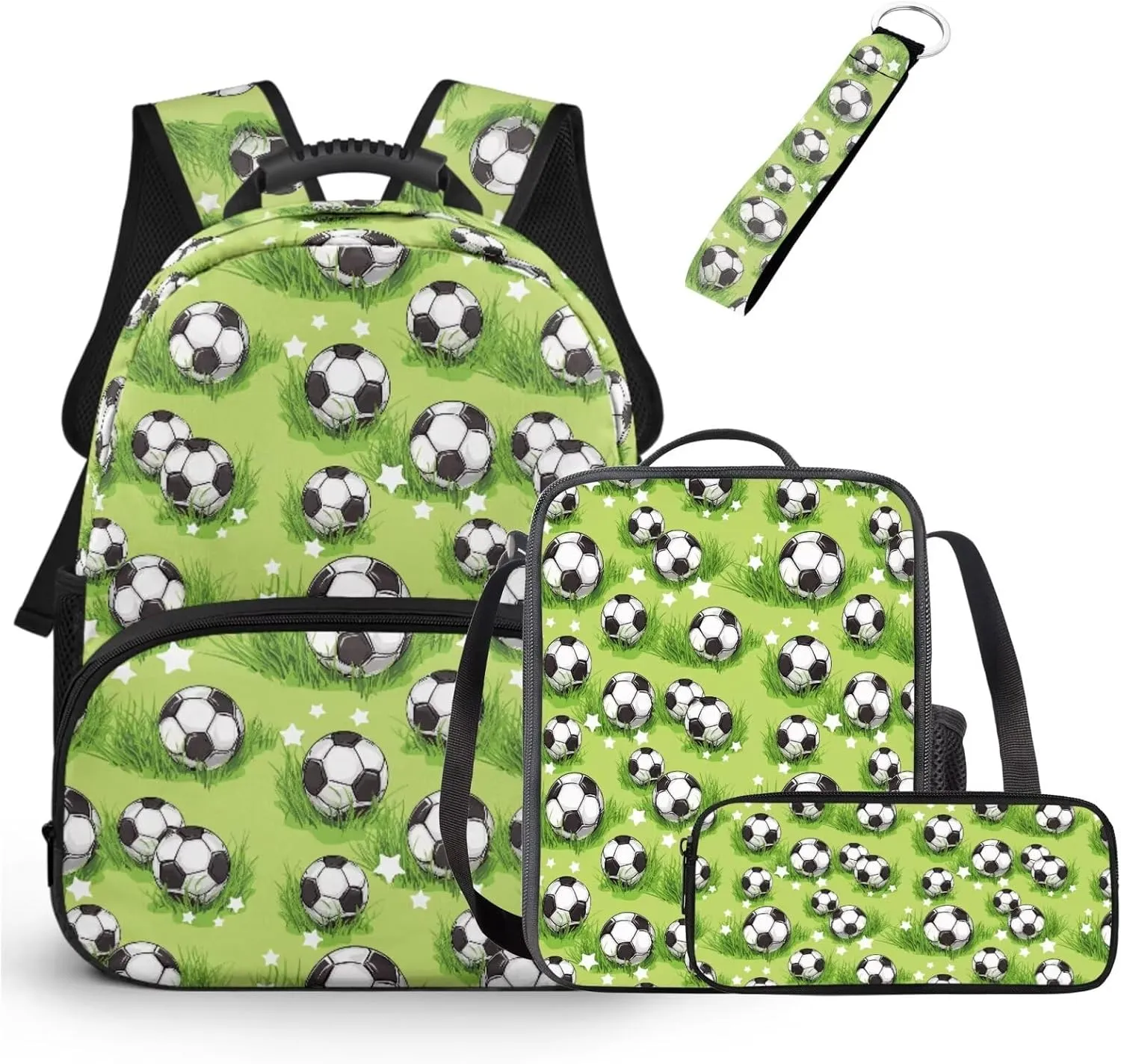 HUGS IDEA Grassland Football Toddler Book Bags Ages 2-4 Boys Cute School Backpack for Kindergarten Boys 15 Inch Bookbag with Lunchbox for Preschool Multifunctional Children Rucksack