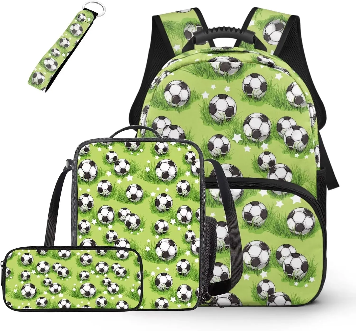 HUGS IDEA Grassland Football Toddler Book Bags Ages 2-4 Boys Cute School Backpack for Kindergarten Boys 15 Inch Bookbag with Lunchbox for Preschool Multifunctional Children Rucksack