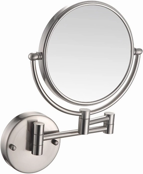HUHJYUGE Double Sided Makeup Mirror Wall Mounted with 3X/5X/7X/10X Magnification, Bathroom Mirror 360 Degree Rotation, Extend Retractable Shaving Mirrors for Vanity (Nickel Brushed 5X)