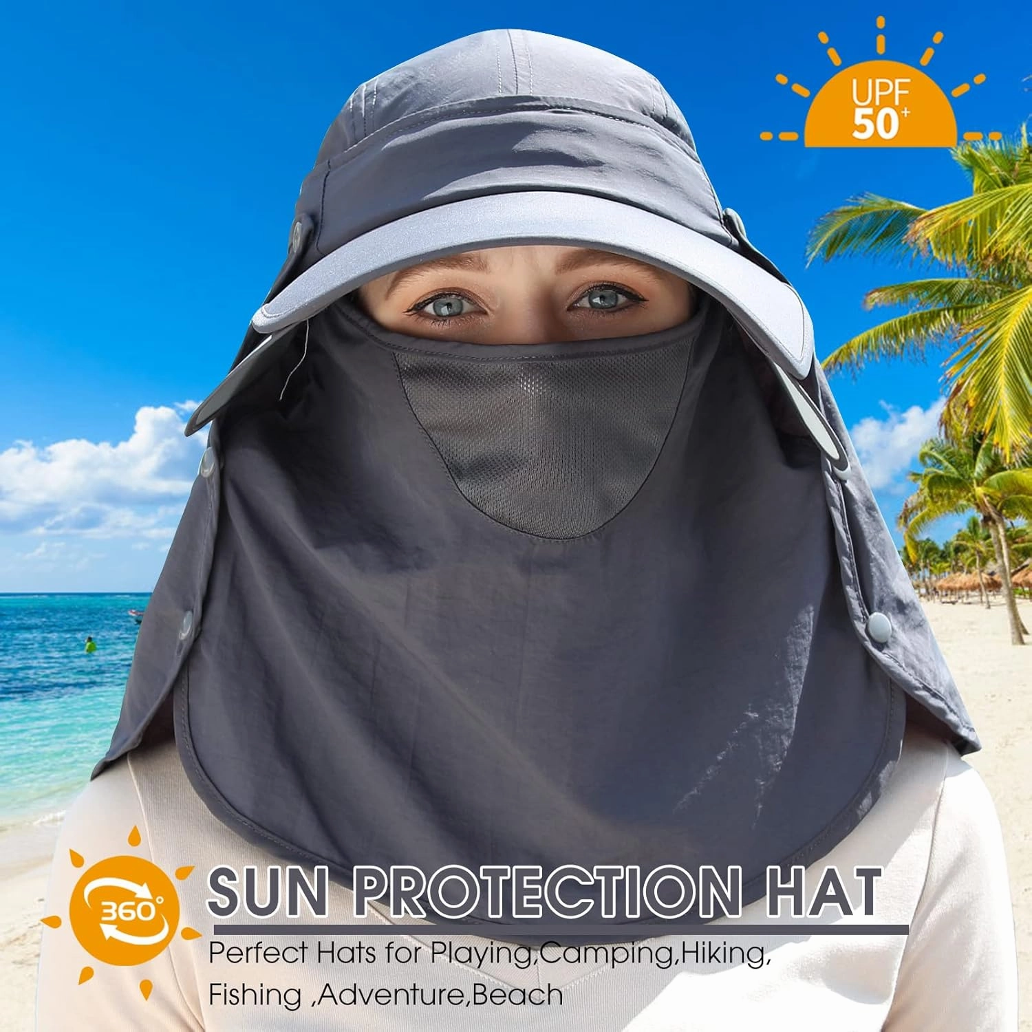 icolor Sun Hats for Men Women Retractable Wide Brim Fishing Hat Summer UPF 50  Sun Protection Cap Outdoor Travel Beach Hat