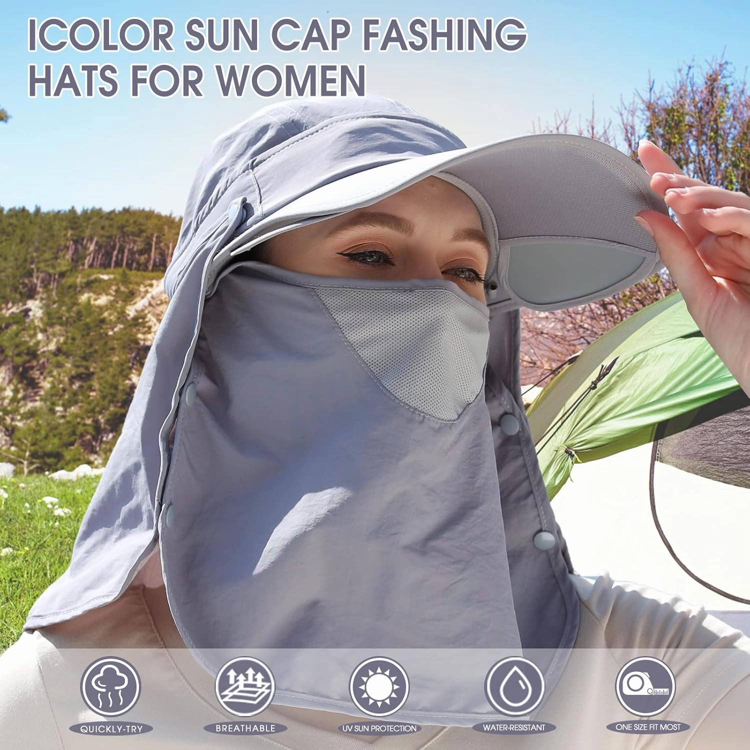 icolor Sun Hats for Men Women Retractable Wide Brim Fishing Hat Summer UPF 50  Sun Protection Cap Outdoor Travel Beach Hat