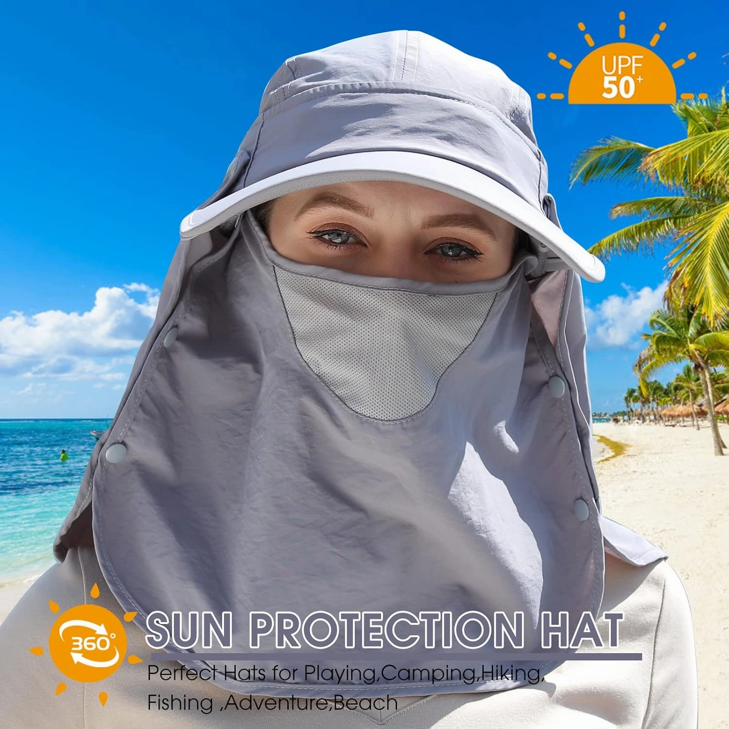 icolor Sun Hats for Men Women Retractable Wide Brim Fishing Hat Summer UPF 50  Sun Protection Cap Outdoor Travel Beach Hat