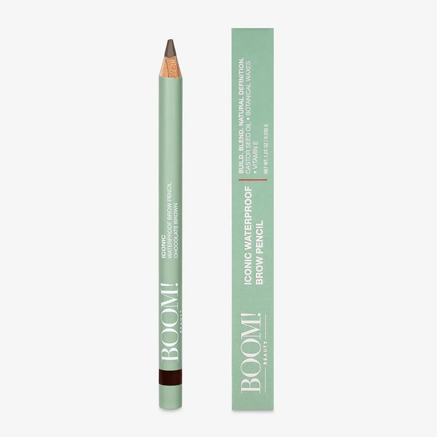 Iconic Waterpoof Brow Pencil- Waterproof, smudgeproof, all-day wear pencil enriched with Castor Seed Oil and Vitamin E, Cruetly-Free & Vegan, For Natural-looking Eyebrows Day to Night, Chocolate Brown