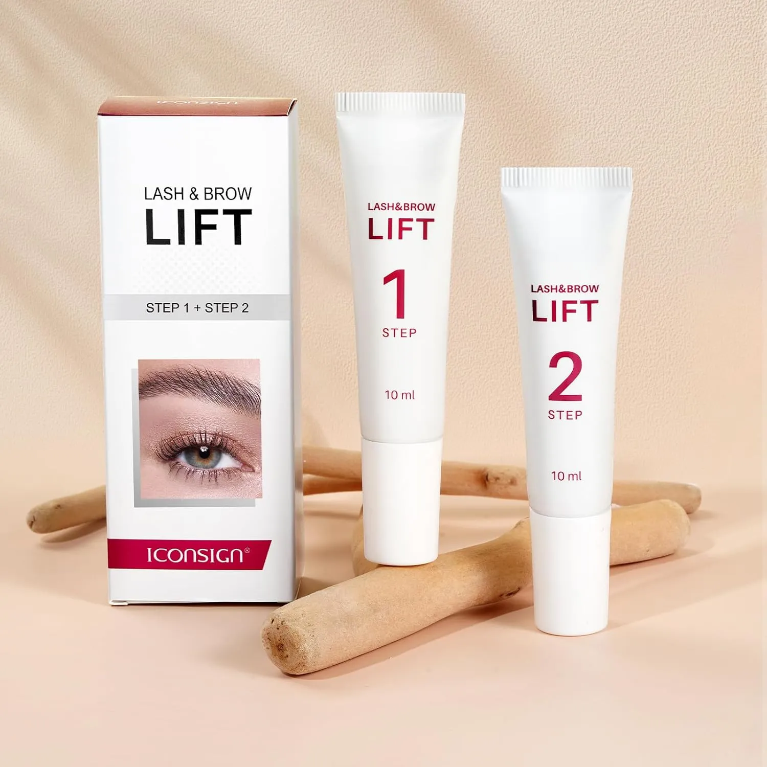ICONSIGN 2-in-1 Lash Lift Kit Brow Lamination Kit, High-capacity Lotion Tube Design Eyelash Perm Kit Perm & Setting Lotion for Salon or Home Use, White