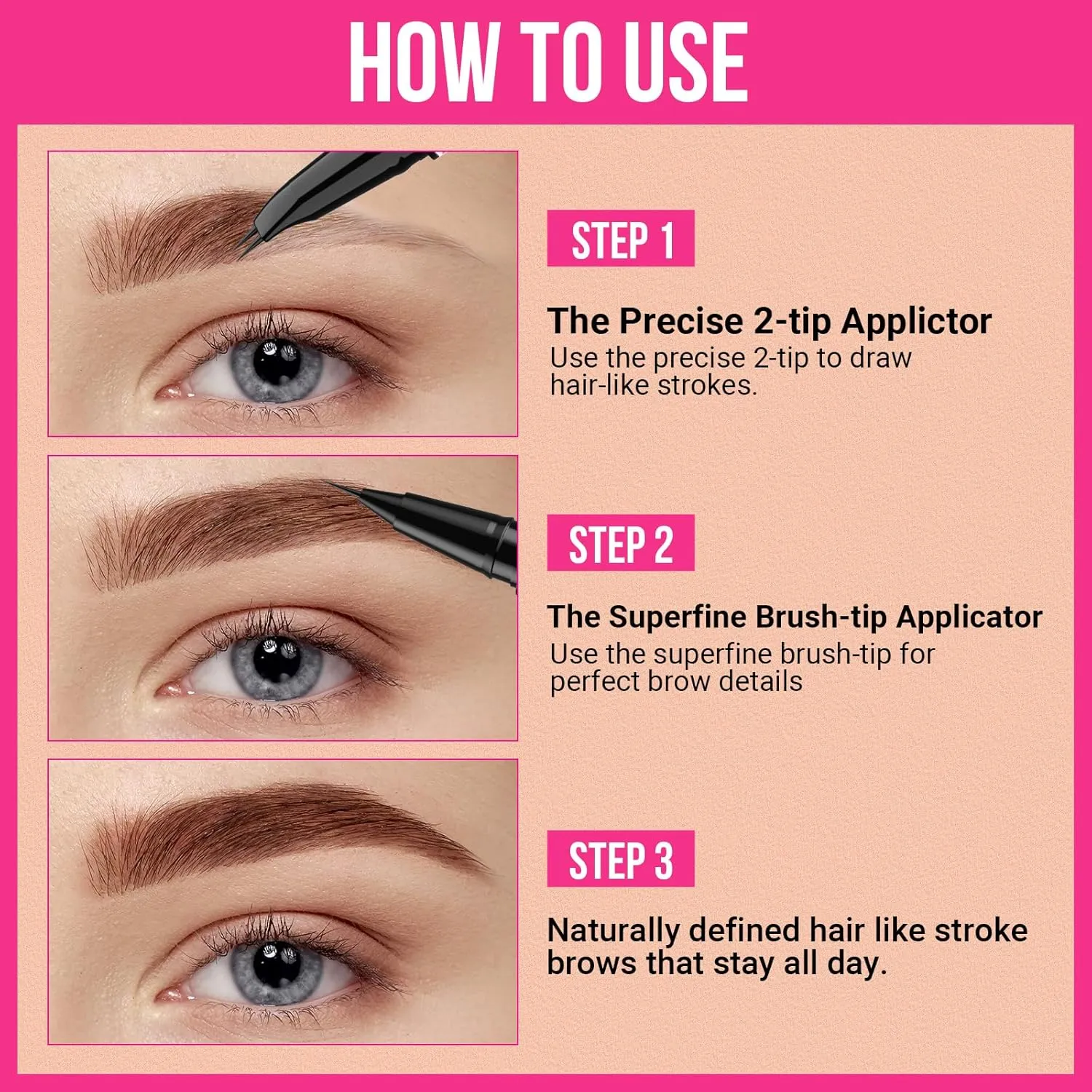 iMethod Curved Eyebrow Pen - Eyebrow Pencil 2-in-1 Dual-Ended Eyebrow Pen with Curved Tip and Precise Brush-Tip, Microblading Eyebrow Pen for Natural Hair-Like Brows, Long Lasting, Brown