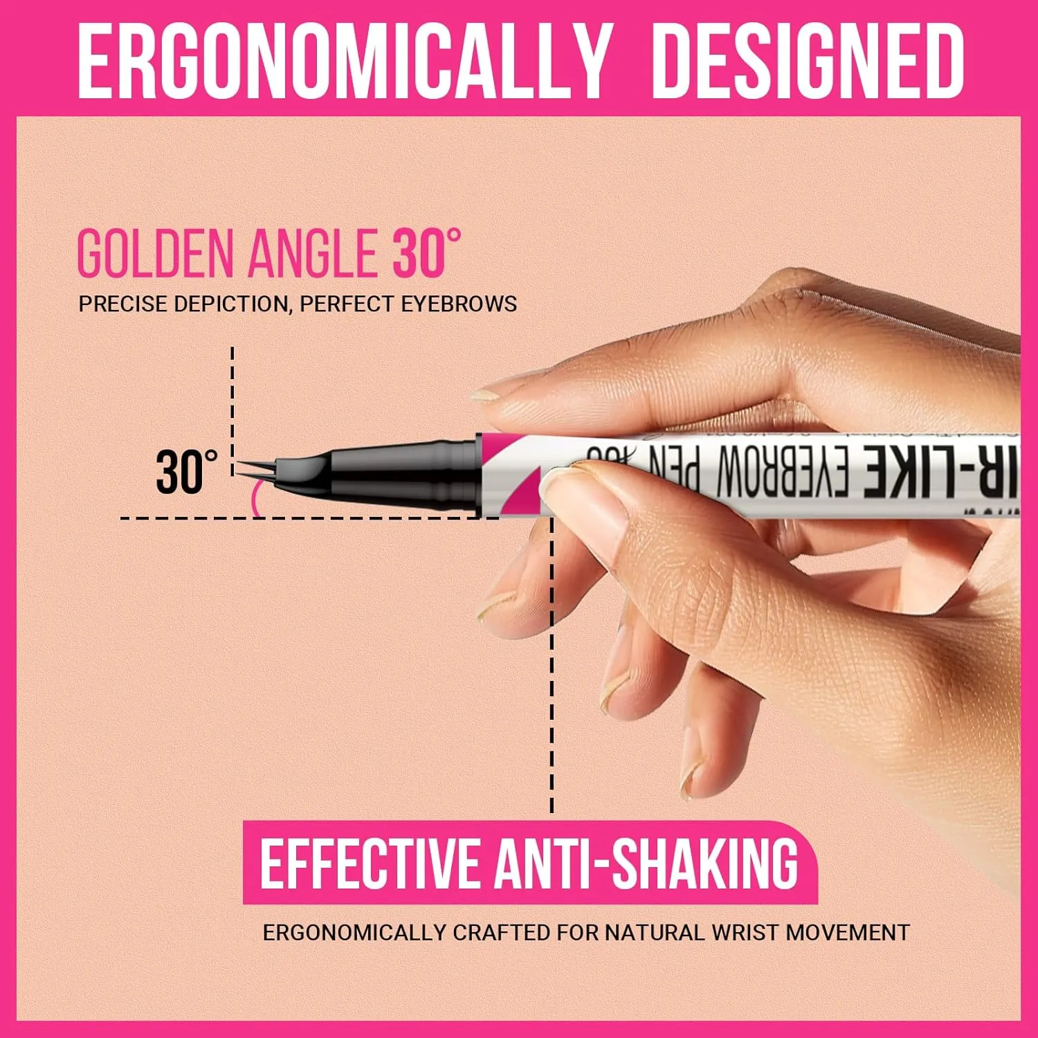 iMethod Curved Eyebrow Pen - Eyebrow Pencil 2-in-1 Dual-Ended Eyebrow Pen with Curved Tip and Precise Brush-Tip, Microblading Eyebrow Pen for Natural Hair-Like Brows, Long Lasting, Brown