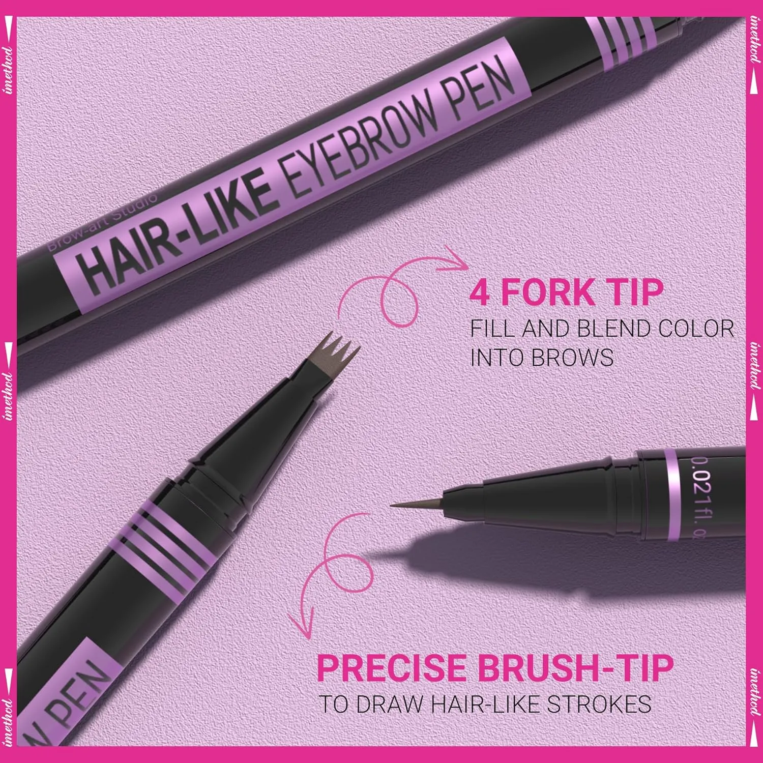 iMethod Eyebrow Pen - Eyebrow Pencil Magic 2-in-1 Eye Brow Pencils for Women with 4-Fork-Tip and Precise Brush-Tip Create Natural Hair-Like Brows, Last All Day, Microblading Eyebrow Pen, Dark Brown