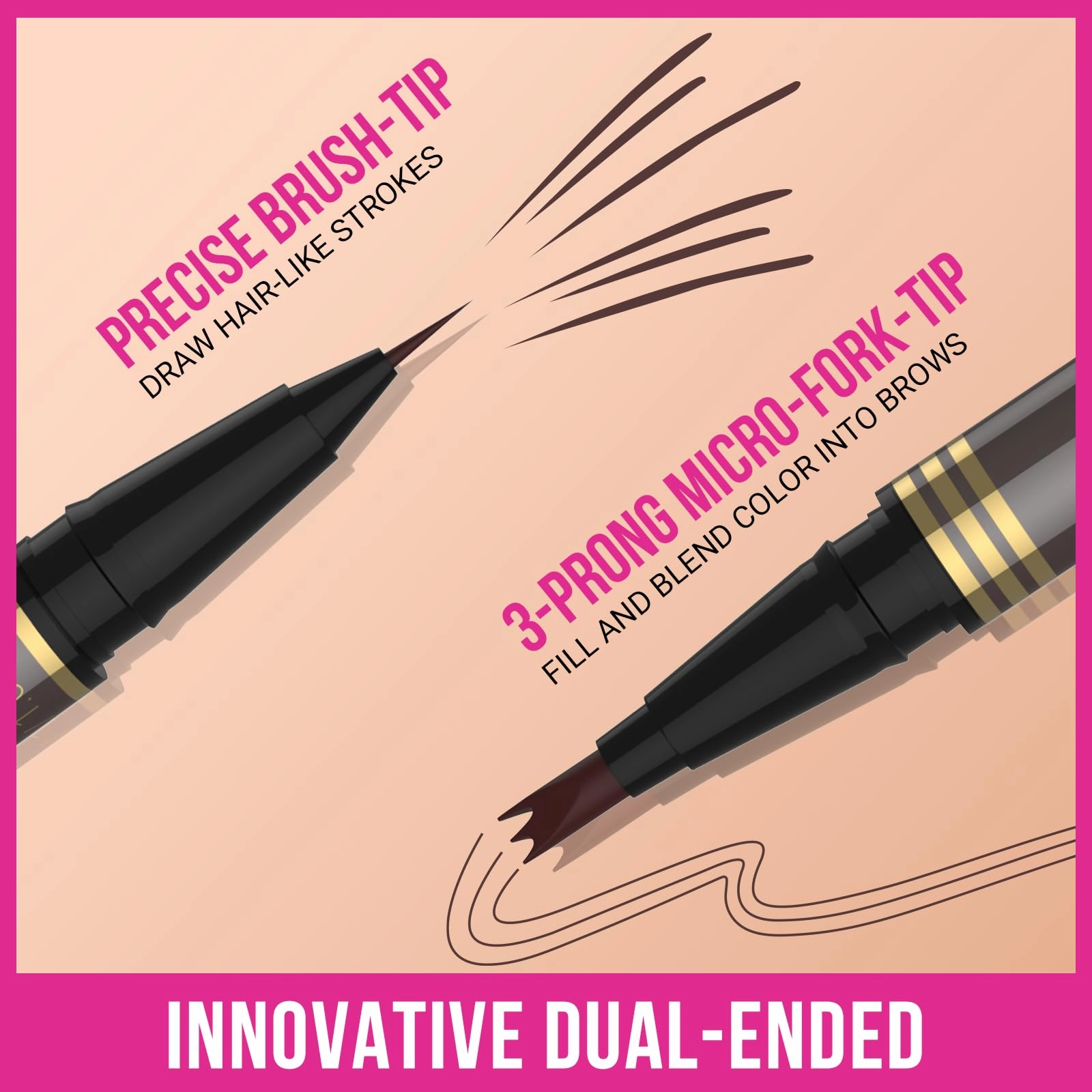 iMethod Microblading Eyebrow Pencil - Eyebrow Pen 2-in-1 Dual-Ended Brow Pencil with 3 Fork-Tip Applicator & Precise Brush-Tip Creates Natural-Looking Brows, Stay on All Day, Dark Grey