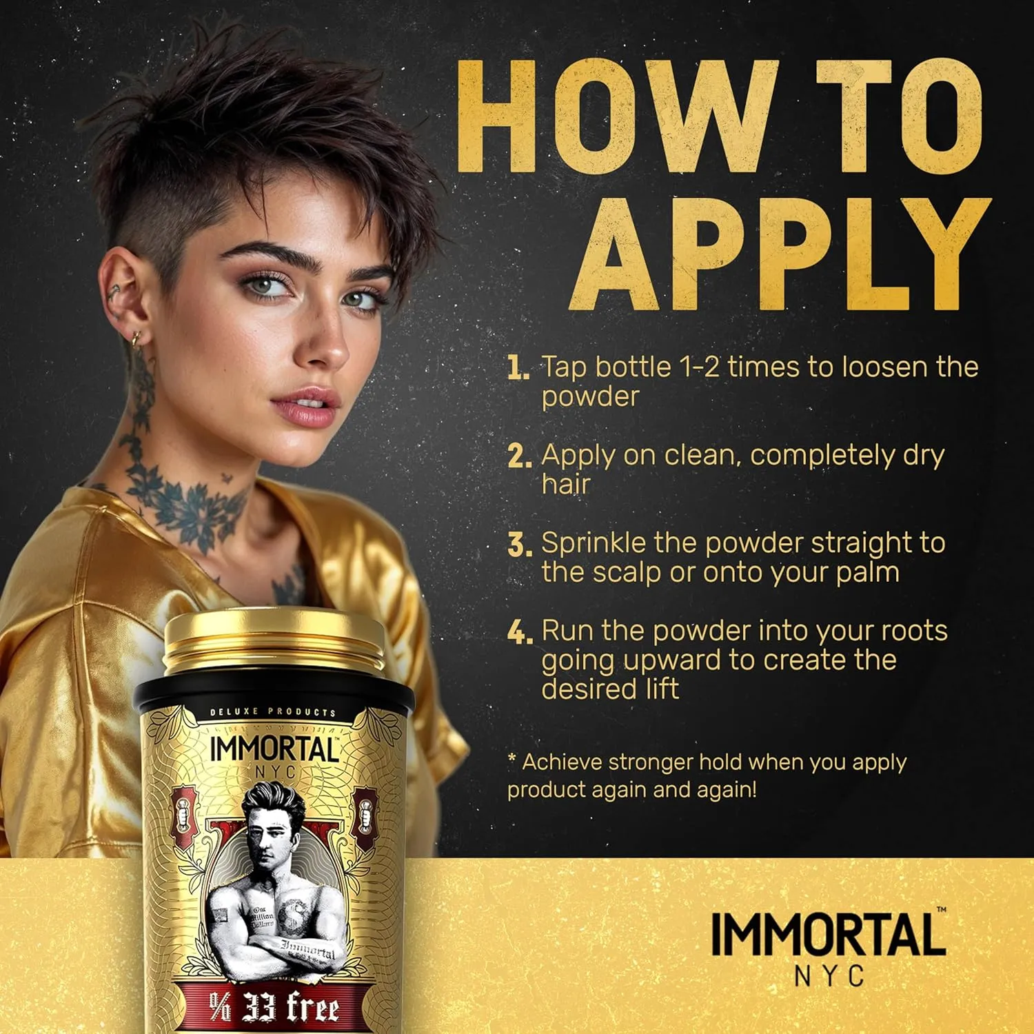 Immortal NYC 'The One In A Million Dollars (Unique Fragranced) TEXTURE/VOLUME POWDER- Extra Strong Flexible Hold - Natural Look - 0.7oz/20gr