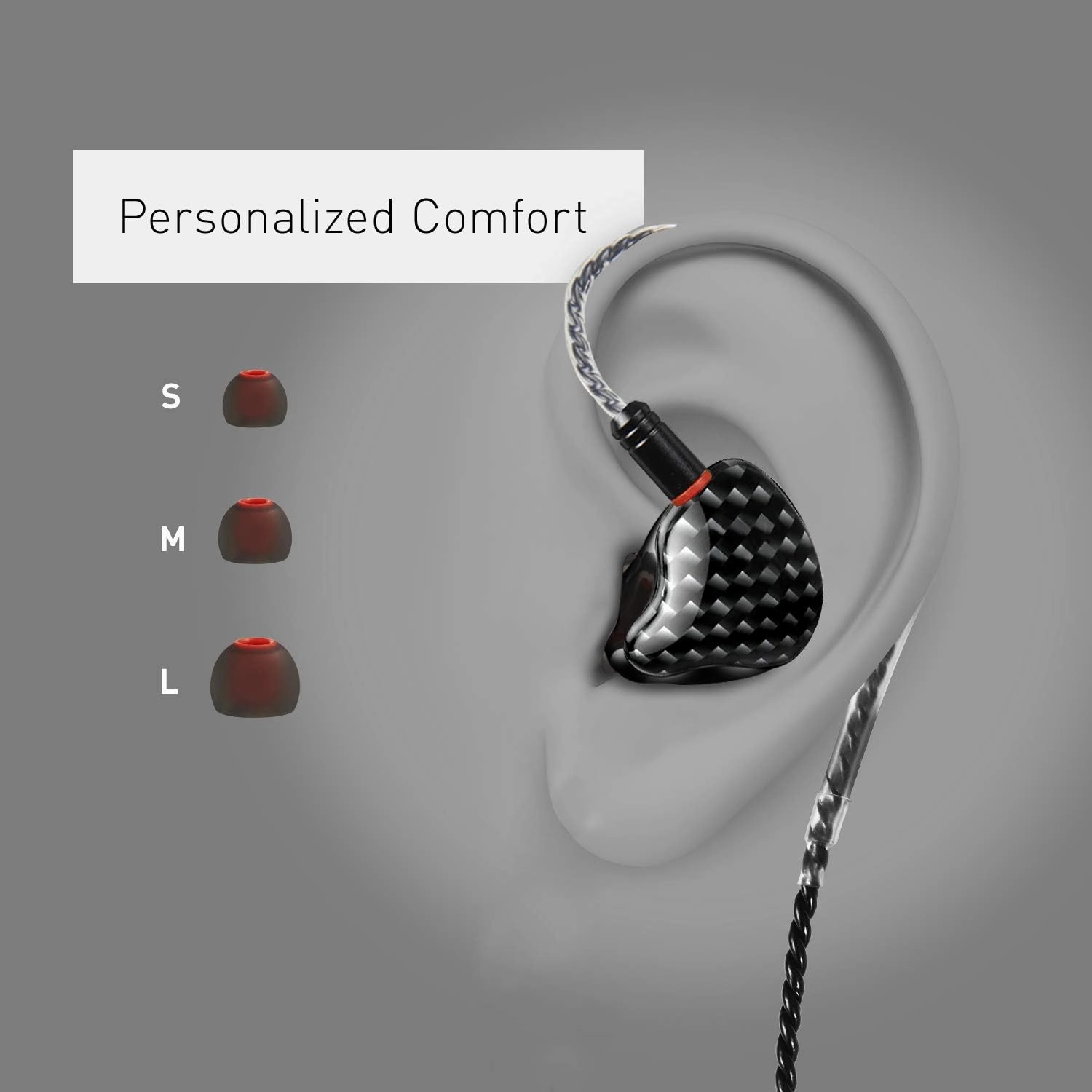 in Ear Monitor Headphones, HiFi Stereo IEM Earphones, Dynamic Dual Driver Wired Earbuds with Detachable Cable, Noise Canceling Headset for Singers Musicians Drummers Audiophile (Carbon Fiber)