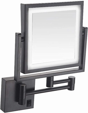 inBEKEA LED Wall Mount Makeup Mirror with 1X/3X Magnification, 8'' Double Sided 360° Swivel Vanity Mirror with 11" Extension for Bathroom/Bedroom, USB Rechargeable, Matte Black