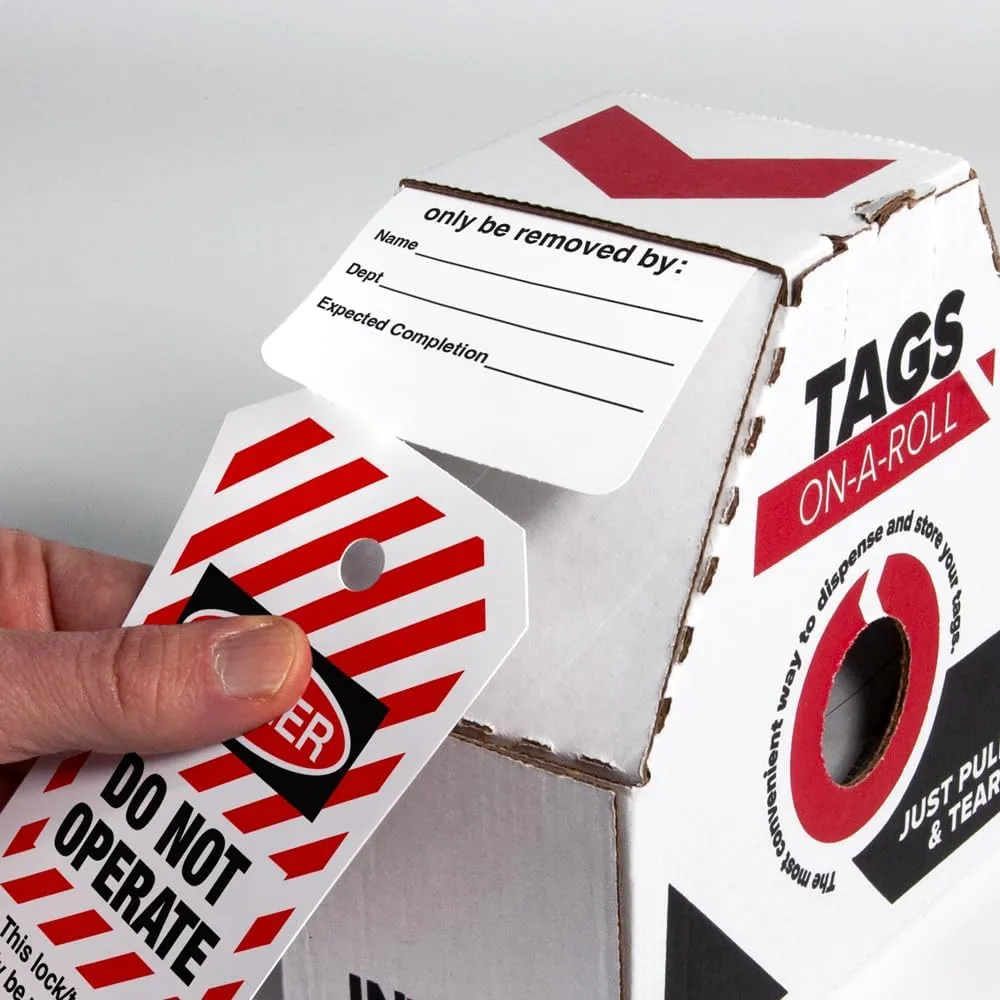 INCOM Manufacturing Lockout Tags On A Roll, Danger Do Not Operate, Heavy-Duty DuraPly™ Stock, Waterproof And Tear-Resistant, Red/Black On White, 6.25 Inch X 3 Inch X 10 Mil Thickness, 250 pack,RT6025F
