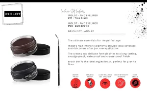 INGLOT Eyeliner Bundle - AMC Eyeliner Gel 90, AMC Eyeliner Gel 77 and Brush 30T (3-piece bundle)