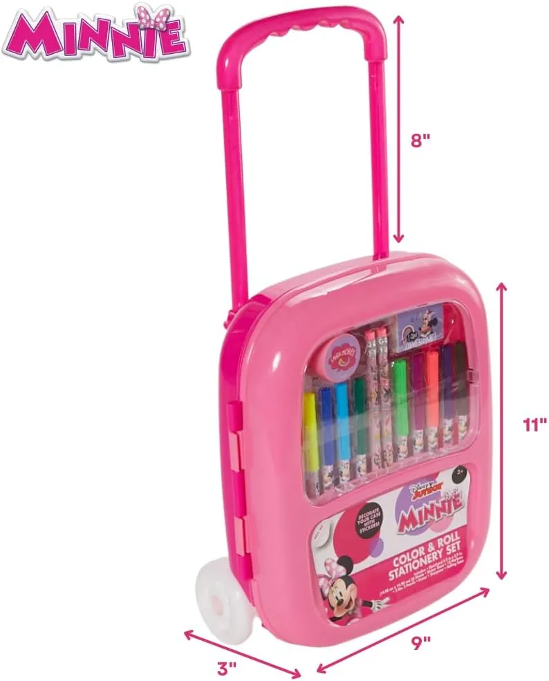 Innovative Designs Disney Minnie Mouse Color and Roll Activity Set with Carrying Case, Stickers, & Art Supplies