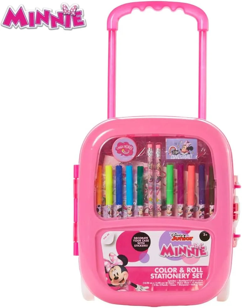 Innovative Designs Disney Minnie Mouse Color and Roll Activity Set with Carrying Case, Stickers, & Art Supplies